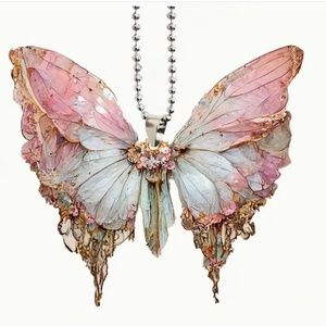 Flat Acrylic Unique Pink Butterfly Car Pendant; Your Car Wants Jewelry Also